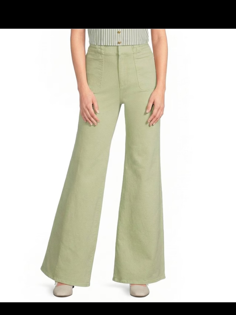 High-Rise Wide Leg Pants in Sage Green